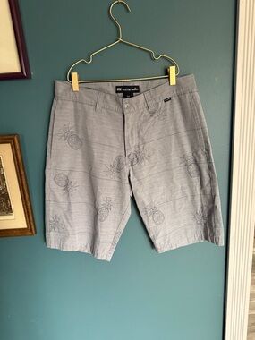 Travis Mathew Gray Pineapple-Print Flat Front Shorts